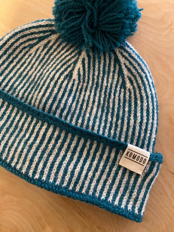 Komodo 'Nara' green stripe bobble hat - Image 2