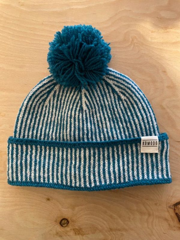 Komodo 'Nara' green stripe bobble hat