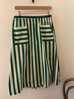 Compania Fantastica Green Stripe Midi Skirt