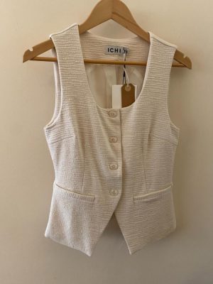 ICHI 'Lumina' Cream Waistcoat