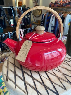 Vintage 1990s Red Enamel Teapot