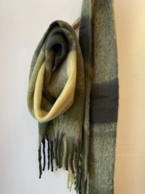 ICHI Signe Big Green Checked Scarf